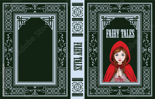 054-35-Ornate vintage book cover design featuring little red riding hood