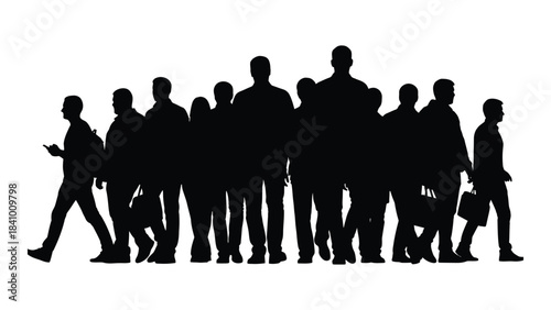 A group of people walking forward captured in a dark silhouette