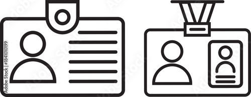 D card line icon, identification and card holder, office badge vector icon, Editable stroke. EPS 10