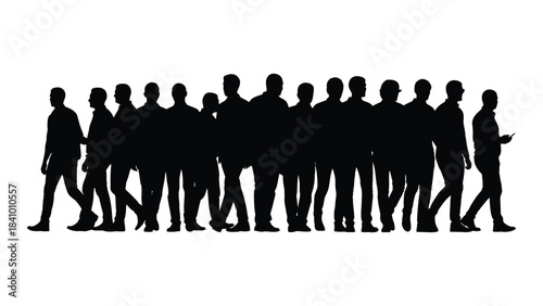 A group of people walking together depicted as a dark silhouette