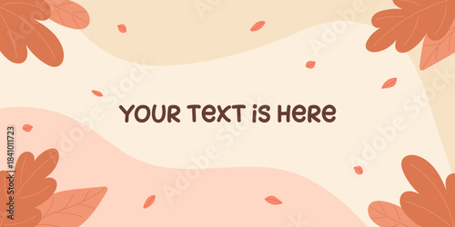 Horizontal rectangular frame of autumn leaves in the corners. Autumn and harvest concept. Flat style vector illustration.