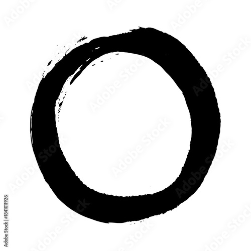 Hand drawn black brush stroke circle in grunge style background design