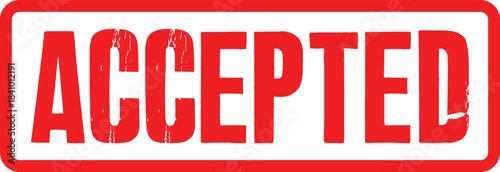Distressed red ACCEPTED text stamp, a perfect transparent image for official approval concepts