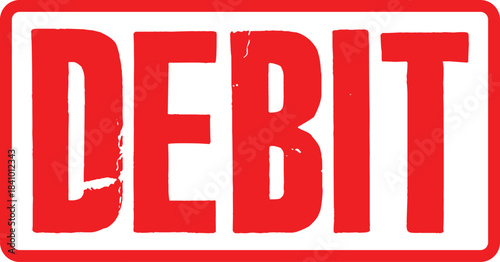 Transparent image of the word DEBIT in red letters on a white background