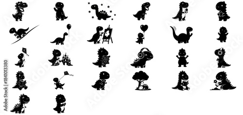 wholesome dino antics adorable prehistoric pals living sweet, simple childhood moments, isolated on transparent background