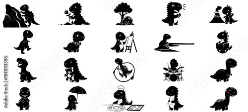 momentbymoment dinos expressive silhouettes capturing lifes everyday adventures, isolated on transparent background