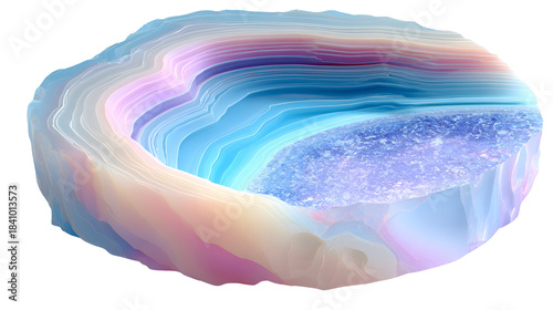 Abstract swirling pastel colored organic shape isolated on transparent background
