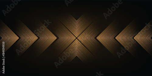 Design creative dynamic golden arc line technology design concept on black background. design abstract creative backgound ilustration.