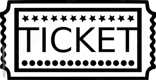 Classic Ticket Icon – Minimalist Admission Symbol for Events, Shows, and Digital Access