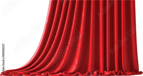 Red velvet curtains isolated on  for theater stage