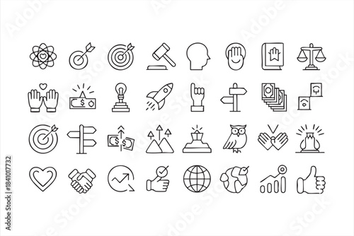 Motivation and Achievement Icons for Goal Tracking Systems, Productivity Platforms and Success Tools