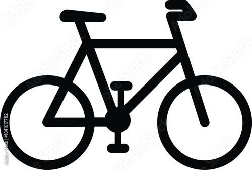 Minimal black bicycle silhouette vector, side view cycling icon, modern flat design, eco transportation symbol, commute logo, simple two-wheeler illustration