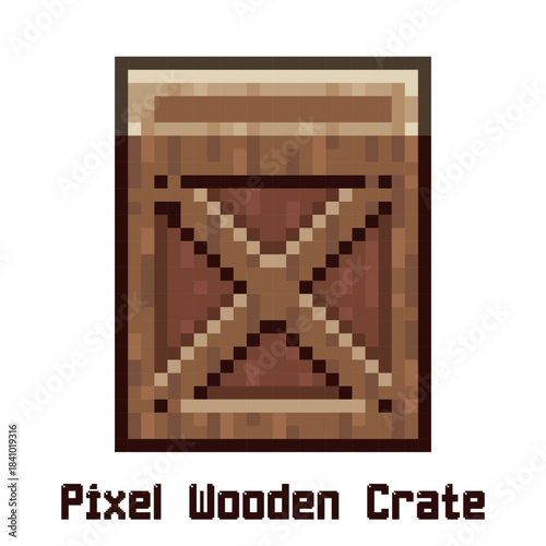 Pixel Art Wooden Crate Icon. Retro 8Bit Box Asset for RPG Inventory, Platformer Props and Vintage Pixel Game Design
