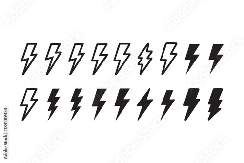 Energy and voltage bolt symbols for impactful UI elements branding and graphic layouts