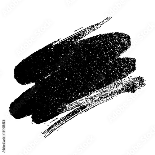 Hand drawn black ink brush strokes on white background for design use