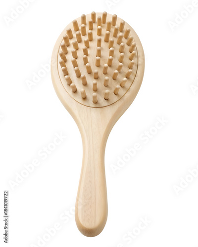 Wooden Oval Scalp Massager isolated on a transparent background