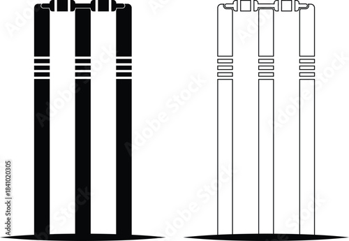 Cricket Wicket Icon – Basic Stumps Silhouette Vector