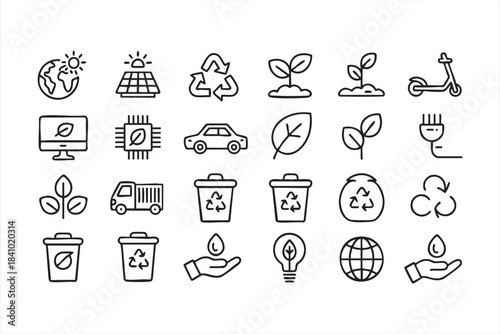 Green energy vector set for renewable power recycling mobility solutions and eco initiatives