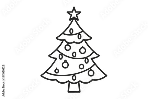 Wallpaper Mural Christmas tree black outline icon celebrating winter holidays with star topper and ornaments on transparent background Torontodigital.ca
