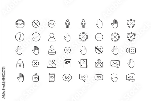 Access denied and stop symbols for web interfaces error states and restricted content