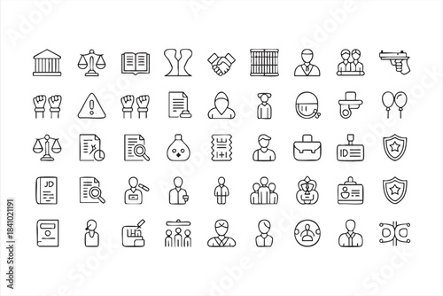 Justice, Contract, and Legal Document Icons for Professional Design Use