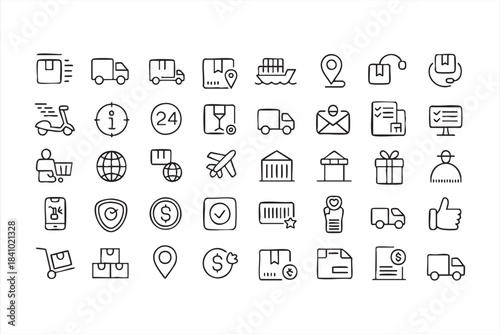 Ecommerce Supply Chain and Shipping Icons for SaaS Dashboards and Mobile Apps