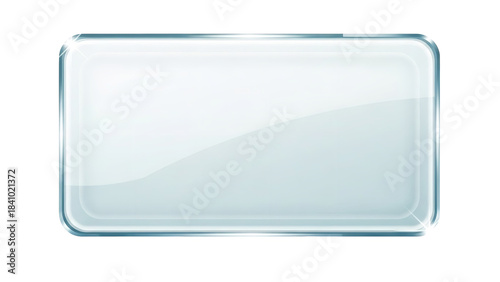 Sleek glossy rectangular button or banner template with soft rounded corners and bright reflective surface for web design elements on transparent background