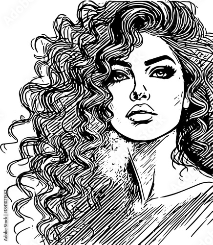 Woman with long hairstyle sketch idrawing llustration design 