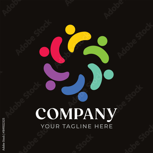 group people logo vector flat illustration design
