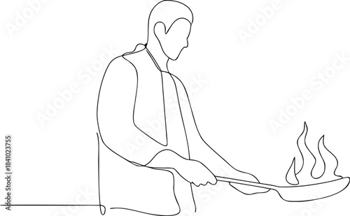 Person Kneeling by Fire with Stick flames