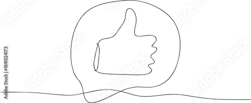 Thumbs Up Symbol in a Speech Bubble on a Wavy Line