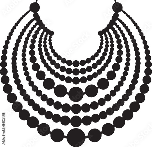 Elegant black bead necklace with multiple strands