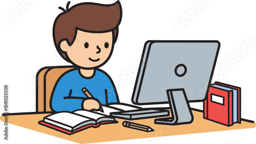 Obraz na plátně boy who is studying