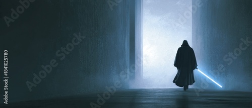 Figure with lightsaber silhouette in doorway