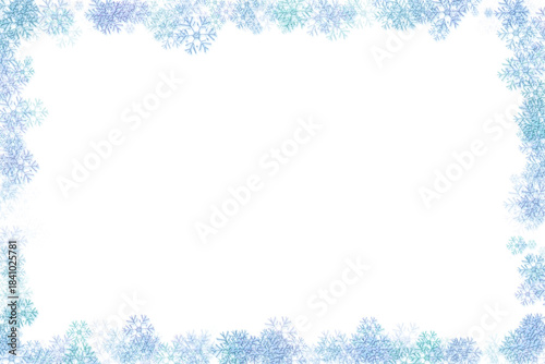 Blue snowflake winter frame.New Year, Christmas