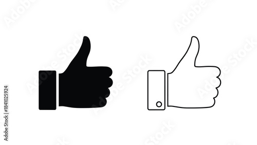 A visual comparison of a filled and outlined thumbs up hand icon