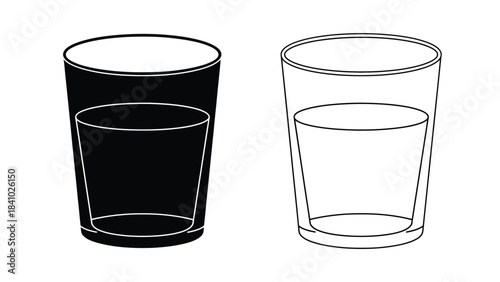 A contrasting depiction of two glasses one full and one partially filled