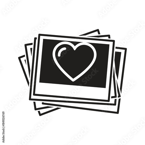 Photo frames with heart icon design concept representing cherished memories love romance valentine keepsake