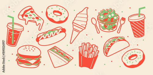 Fast Food Illustration Set