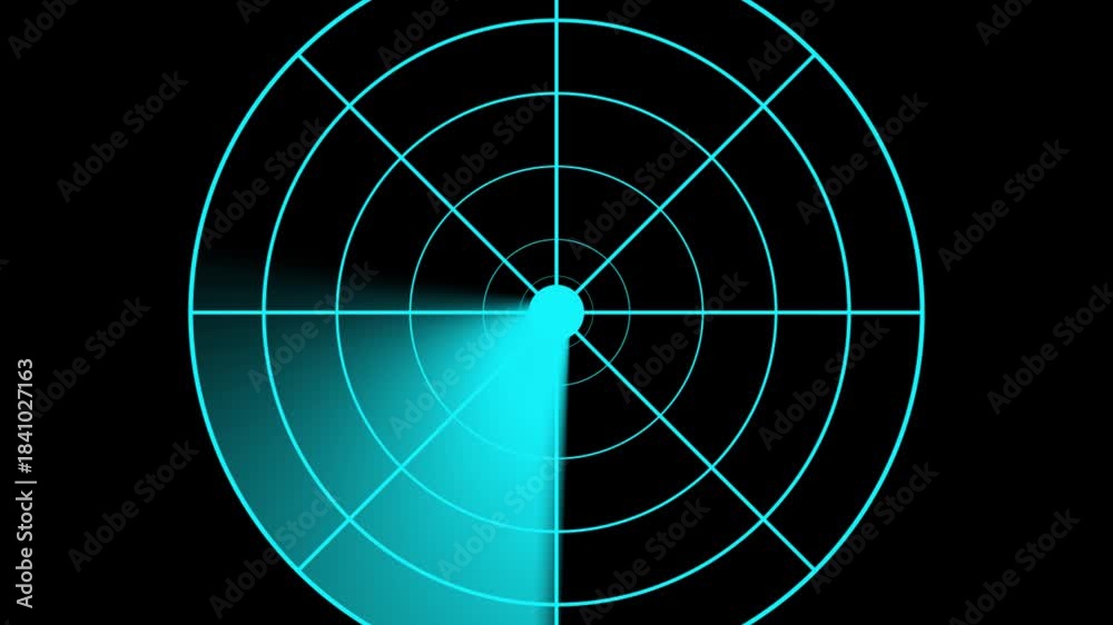 Radar Scanning loop. Radar screen animation .Signal transmitted sonar ...