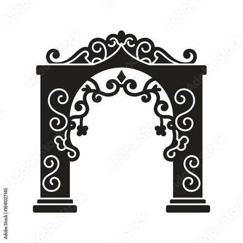 Wedding archway icon design concept representing marriage ceremony decor floral entrance celebration