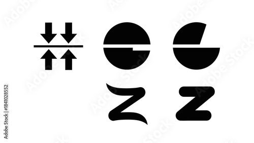 Geometric Alphabet Designs: A collection of modern, minimalist letter and symbol designs. These artistic graphics can be used for branding, design, or visual interest.