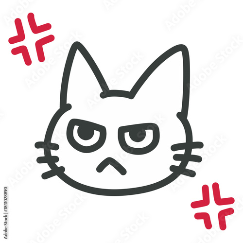 怒っている猫の顔イラスト