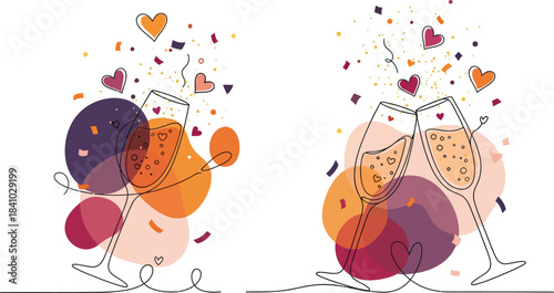 A cute spring floral background vector illustration with pink butterflies, birds, hearts, and seamless flower pattern design