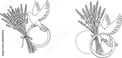 Hand drawn wheat vector illustration design with natural plant elements in a vintage floral frame ornament