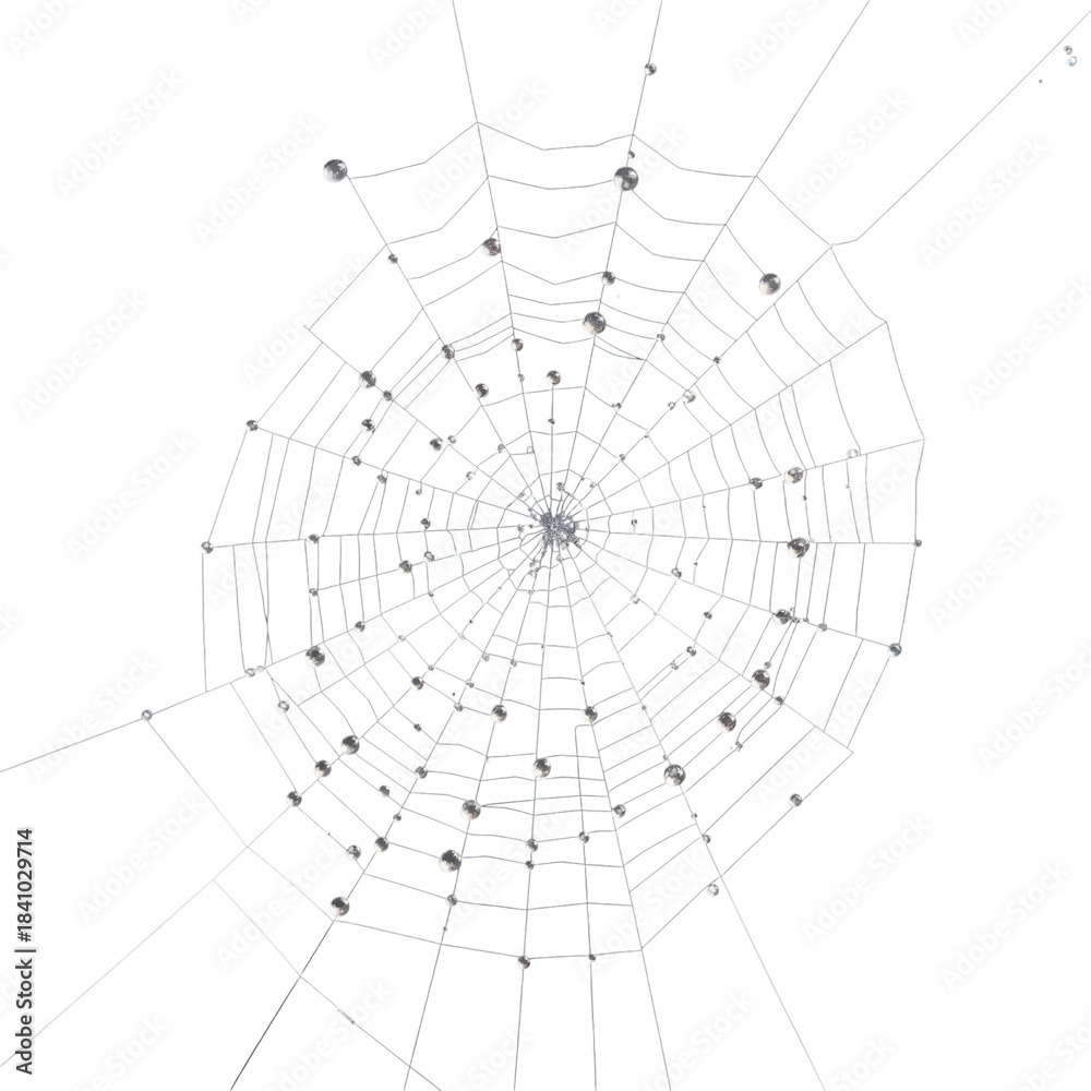 Obraz premium Delicate Spider Web on Transparent Background