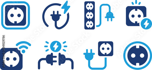 blue, description:, circuit, white, connectivity., technology, socket, vector, some, power, wireless, cord, navy, safety, symbols, extension, background, [converted], electrical, cords, electricity, o