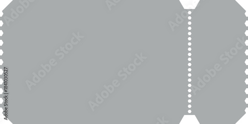 Gray perforated paper tear off strip or coupon with dotted line for removal