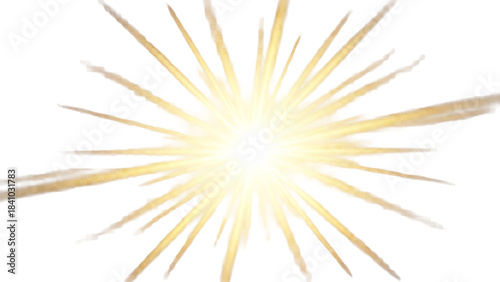 Brilliant golden starburst light effect radiating intense bright energy across a for dramatic visual impact and design overlays on transparent background