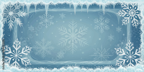 A translucent glass-themed Christmas vector background with frosty effects, subtle snowflakes, shiny ornaments, and elegant festive details in a sleek modern style.